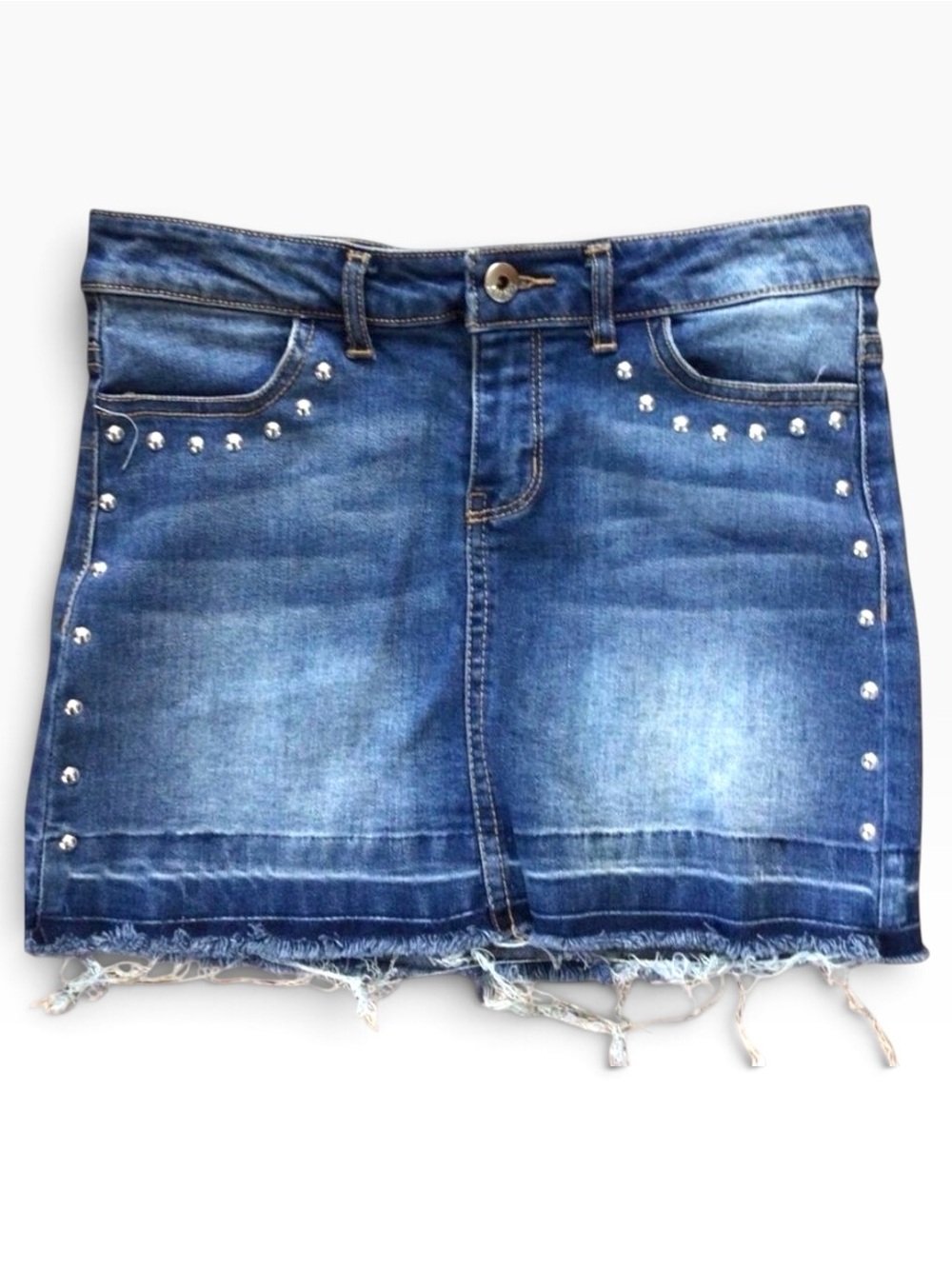Western little cowgirl DKNY studded jeans skirt teen size 14 distressed denim